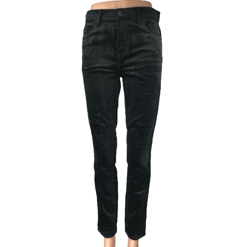 Ann Taylor Loft Black High Rise Velvet Velour Straight Denim Jeans Pants Size 26